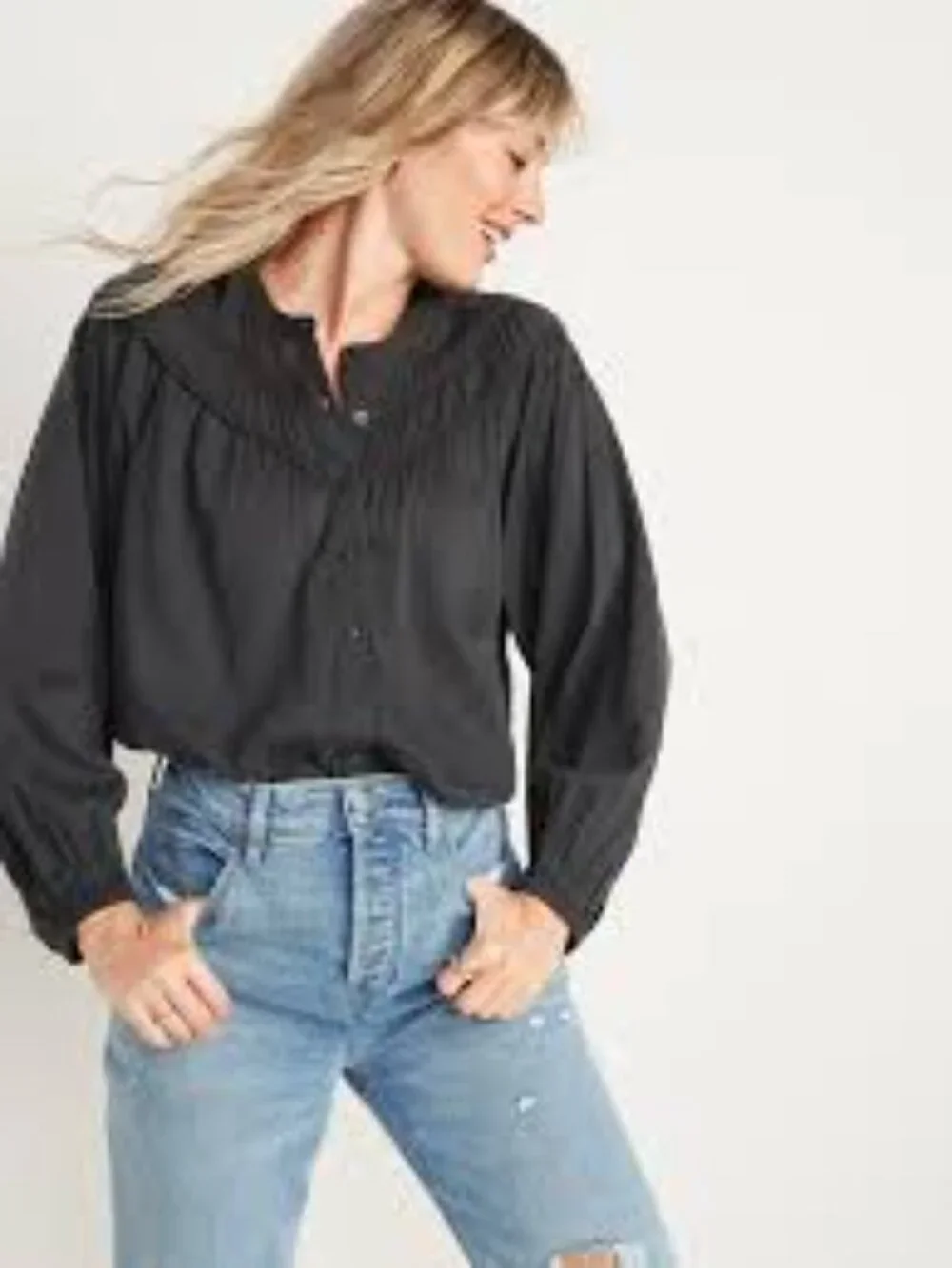 NWT Old Navy // Black Blouse (Size S) - Picture 2 of 3